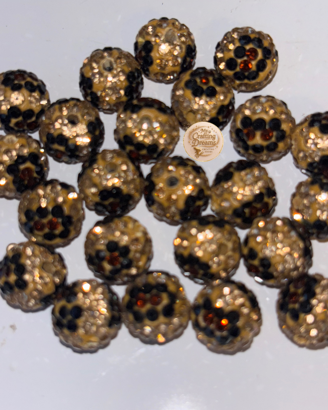 Leopard Print Rhinestone Beads – 10mm Pave Animal Print Balls | Premium Bling Beads for Pens, Keychains, Bracelets