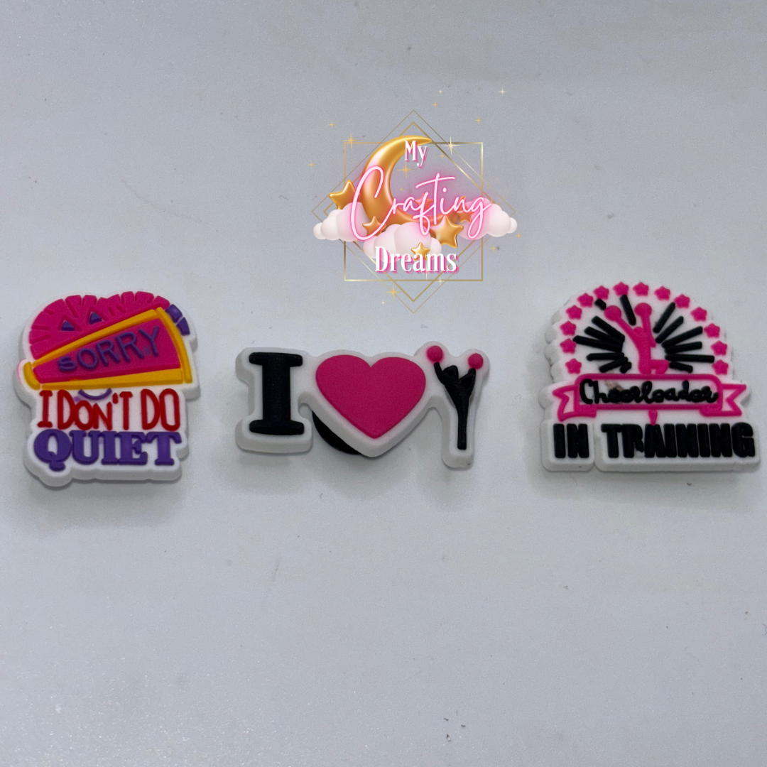 Cheer Theme Rubber Croc Charms