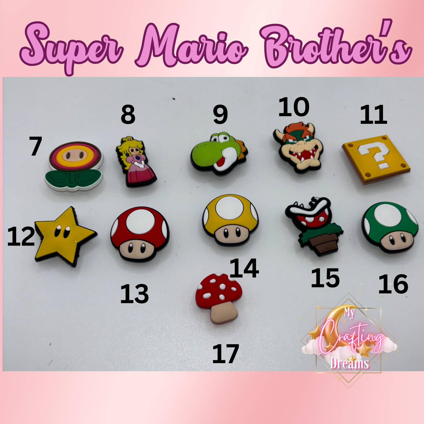 Super Mario Brothers rubber Croc charms