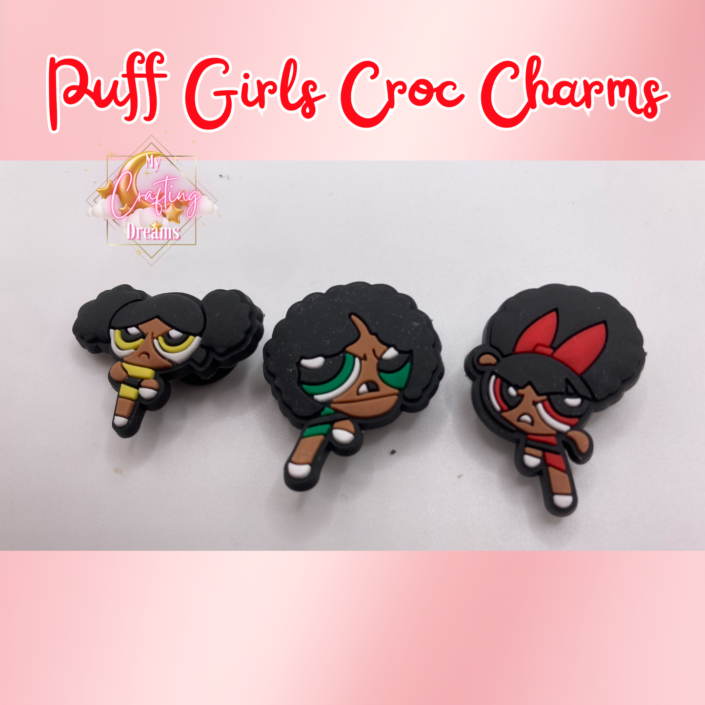 Melanated Power Puff Girl Inspired Croc Charms