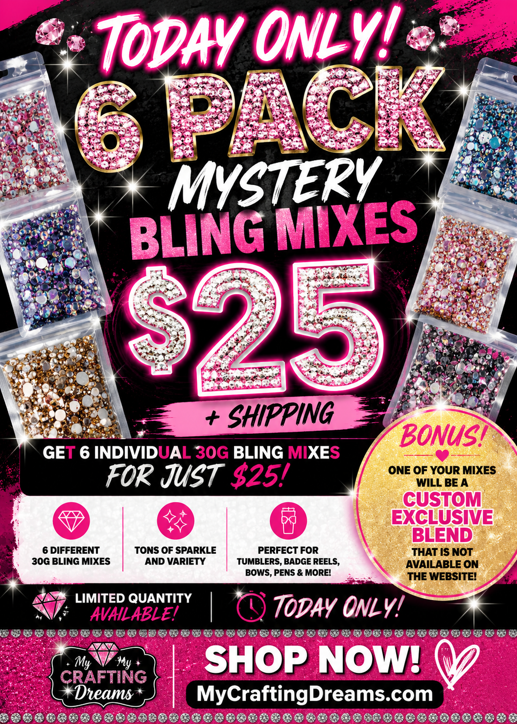6 PACK MYSTERY BLING MIX SALE 6/9/26 only Extended One More Day!