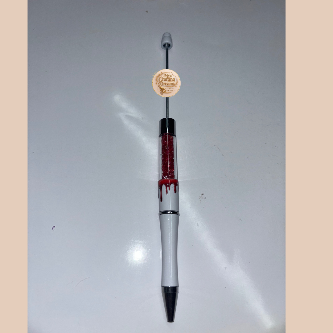 🩸 Bloody Beadable Pen | True Crime Desk Vibes