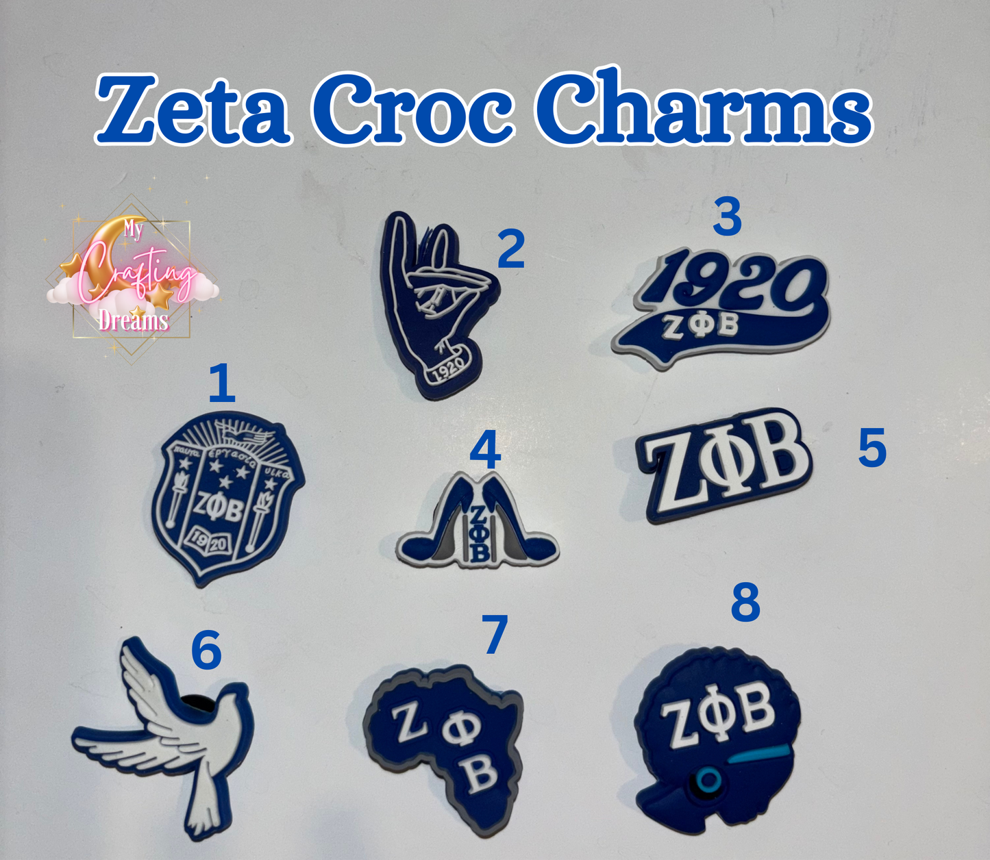 Zeta Sorority Inspired Rubber Croc Charms