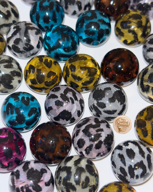 15mm Leopard Print Acrylic Beads – Wild Style Mix