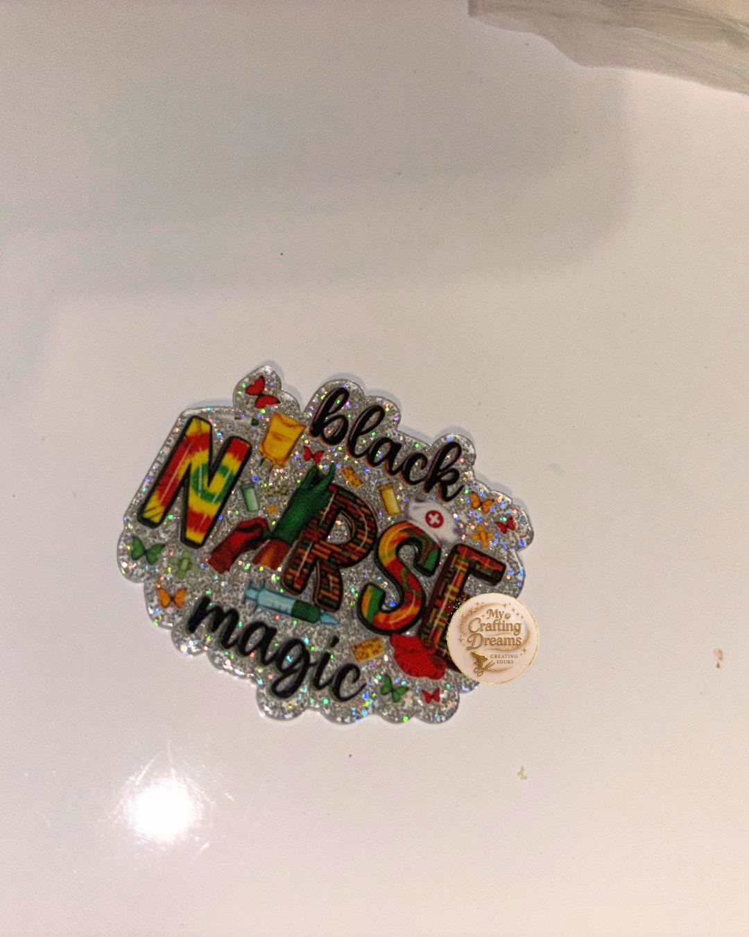 Medical-Themed Glitter Acrylics