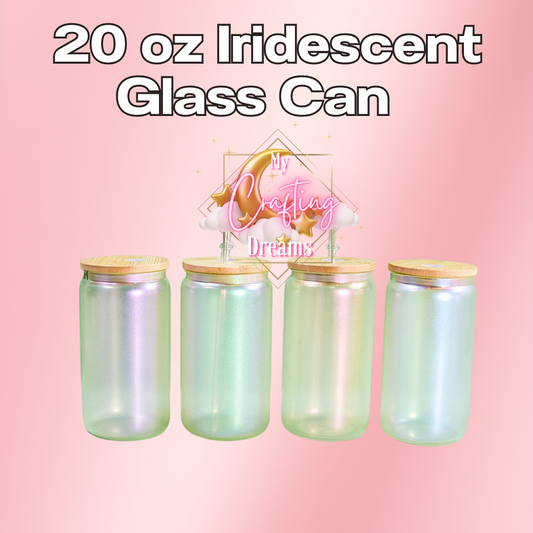 Iridescent Glass Can Sublimation Ready 20 oz