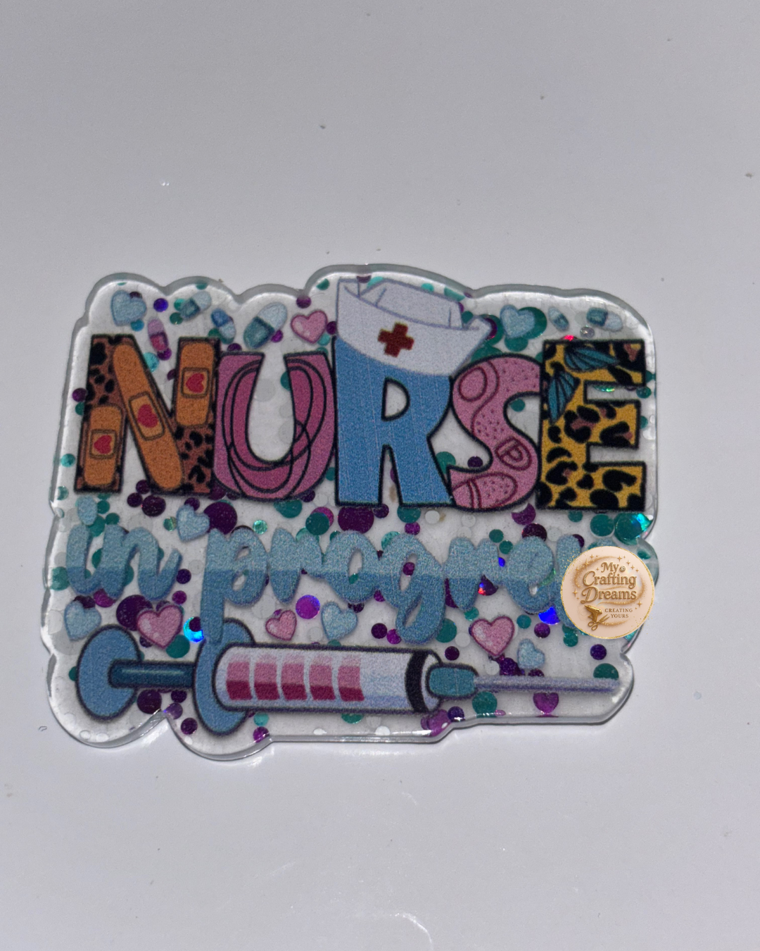 Medical-Themed Glitter Acrylics