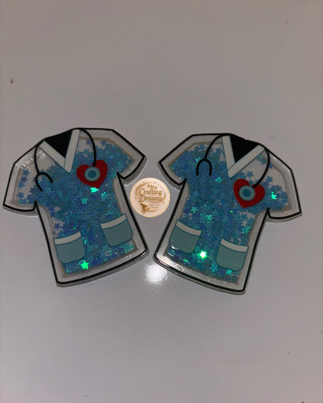 Medical-Themed Glitter Acrylics