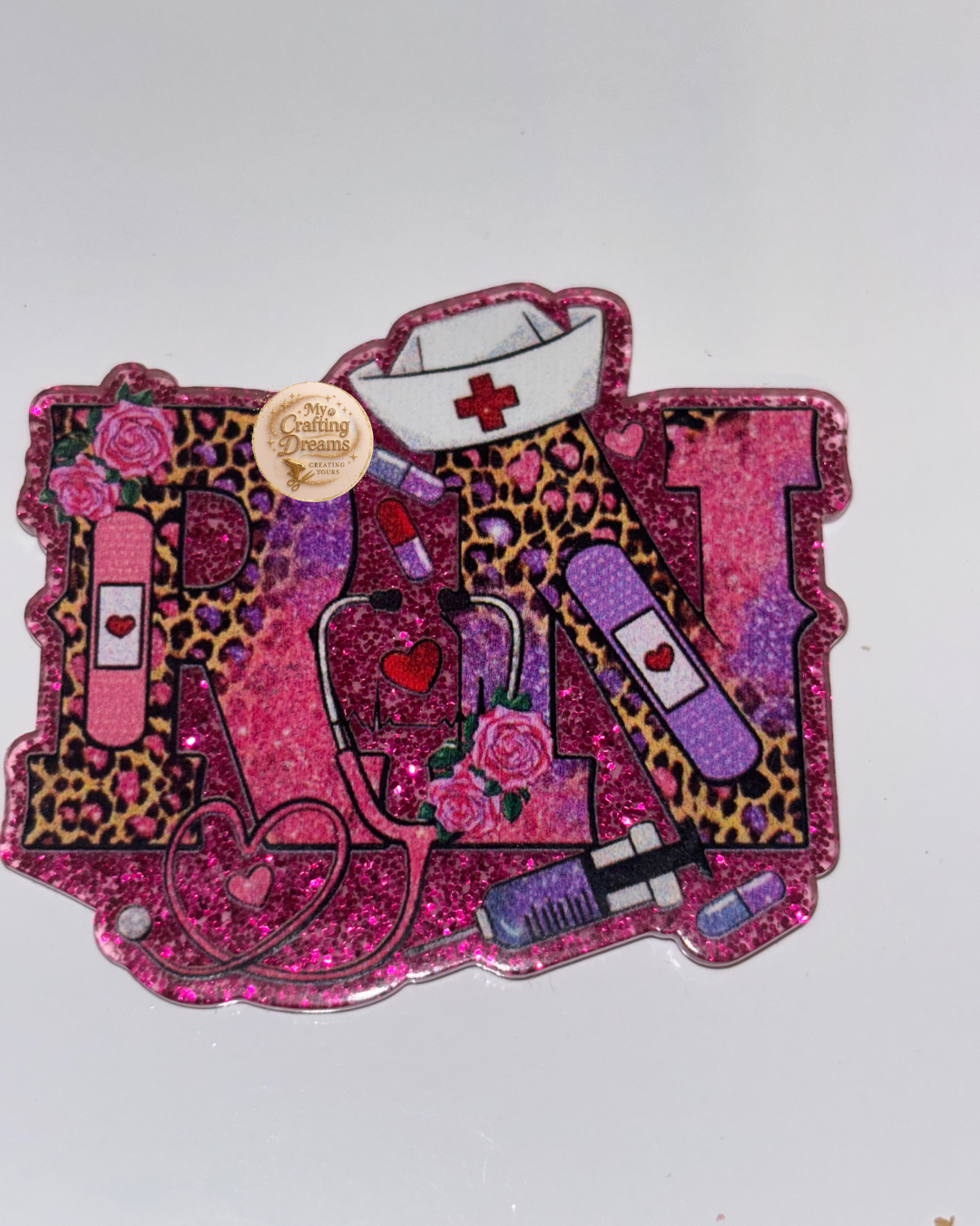 Medical-Themed Glitter Acrylics