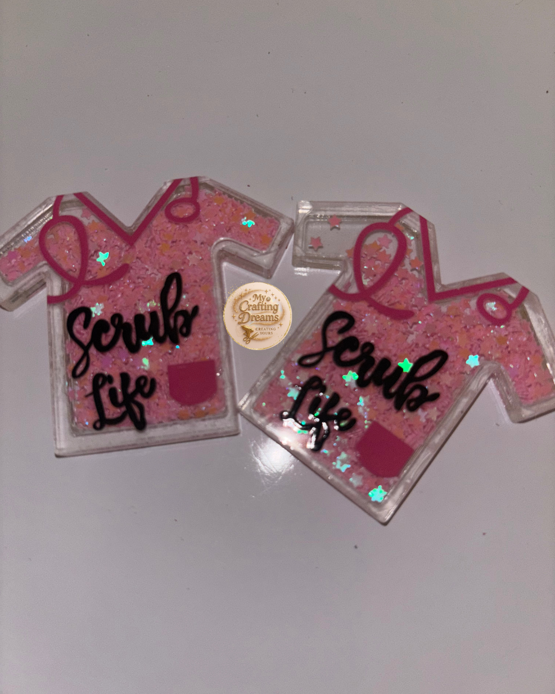 Medical-Themed Glitter Acrylics