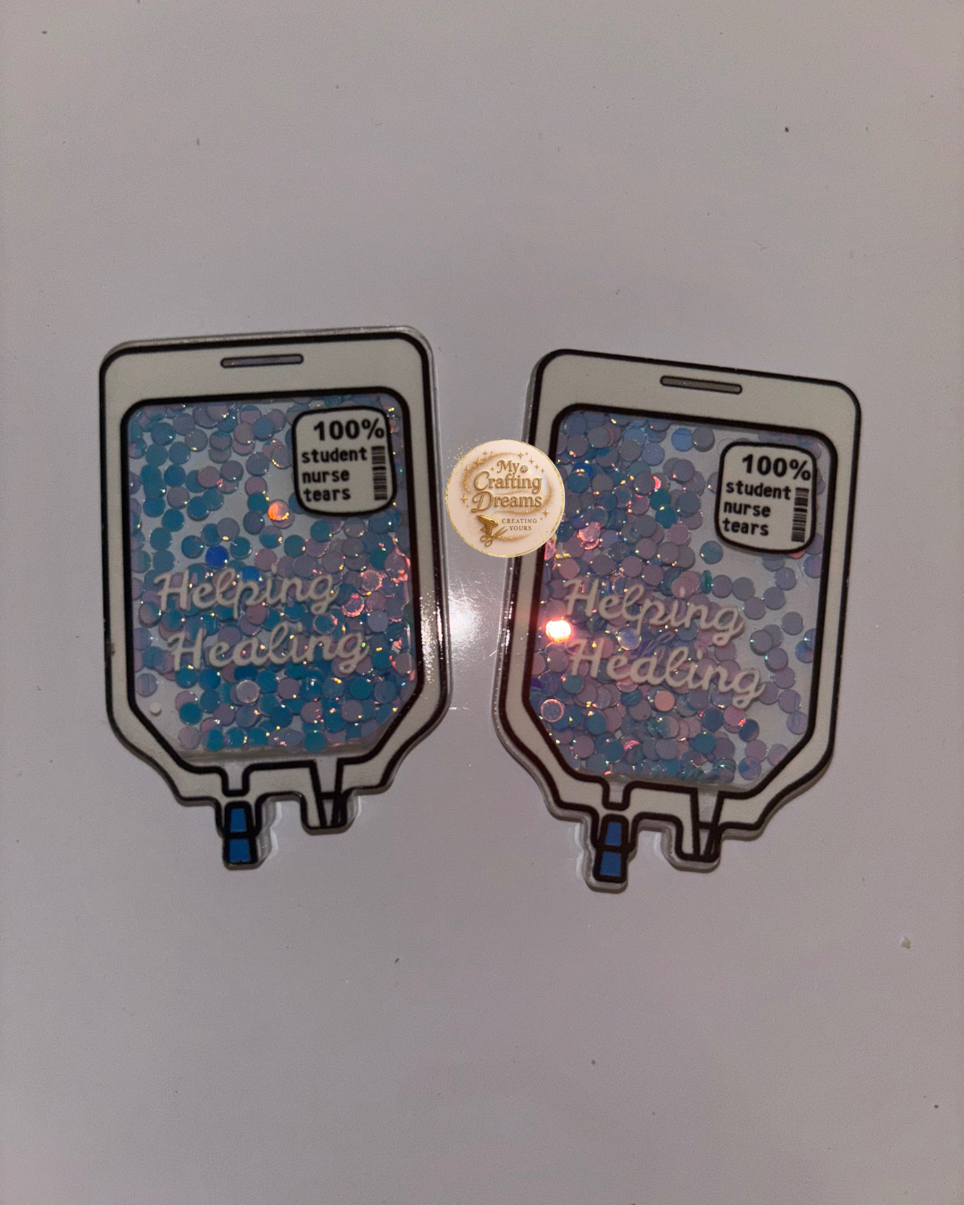 Medical-Themed Glitter Acrylics