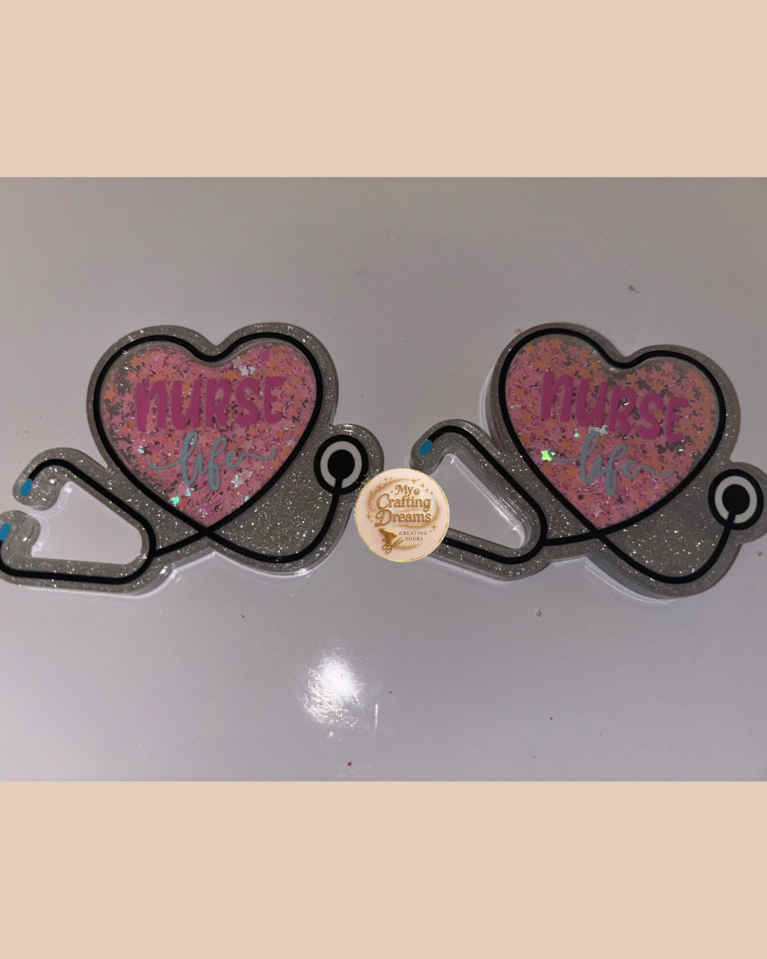 Medical-Themed Glitter Acrylics