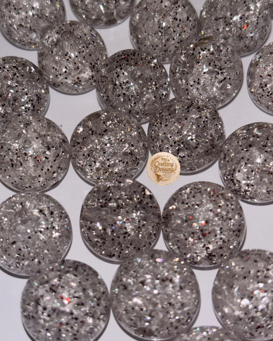 15mm Glitter Crackle Beads (Pastel, Clear, Lavender)