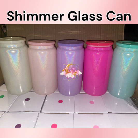 Shimmer Sublimation Glass Tumblers w/straw 16 oz