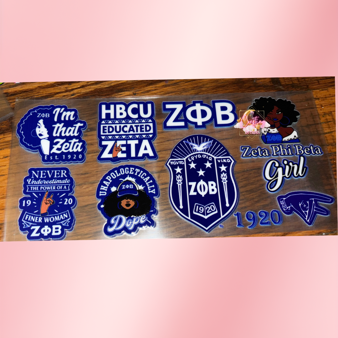 Sorority UV DTF Transfers