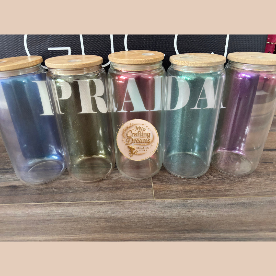 20oz Iridescent Glass Can – Sublimation & UV DTF Ready (Clearance)